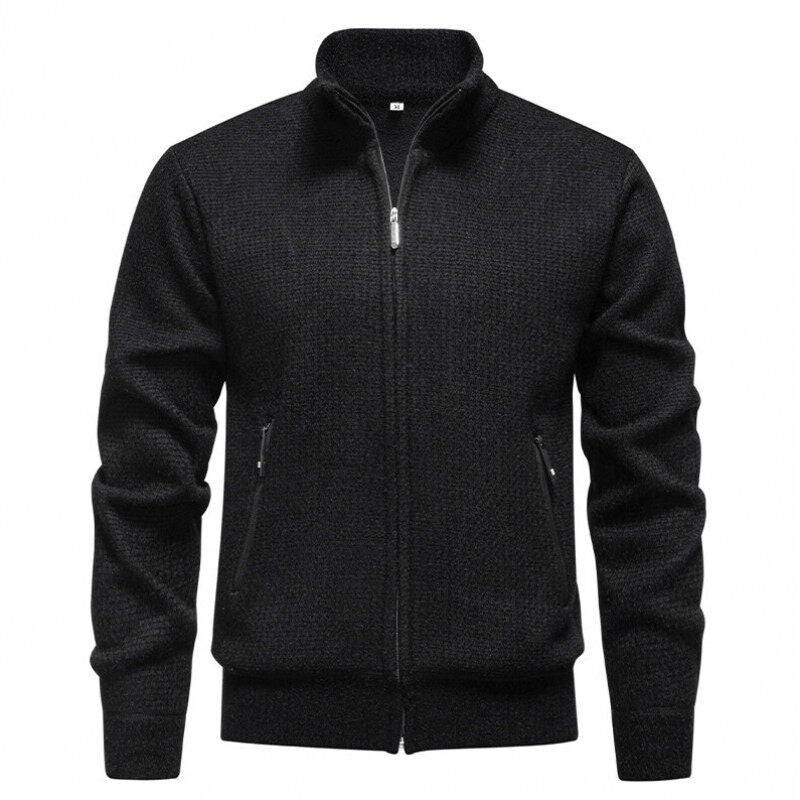 Herren Texturierter Zip-Strickcardigan mit Stehkragen, Waffelstruktur und Reißverschlusstaschen Shop Nory