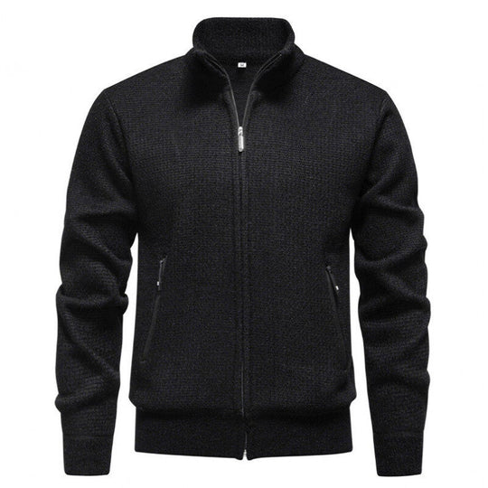 Herren Texturierter Zip-Strickcardigan mit Stehkragen, Waffelstruktur und Reißverschlusstaschen Shop Nory