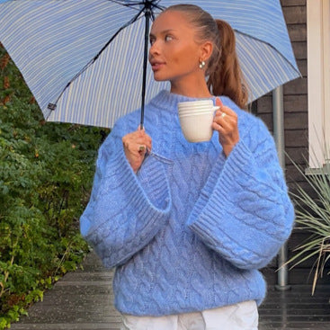Damen Oversize Zopfmuster-Pullover mit voluminösen Ärmeln Shop Nory