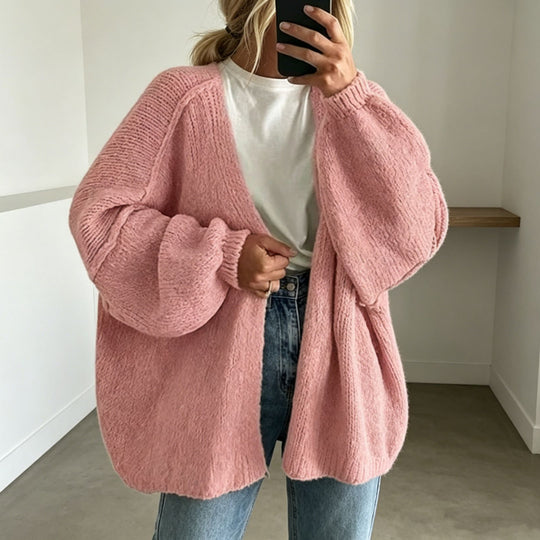 Damen Oversized Grobstrick-Cardigan mit weitem Ärmel Shop Nory