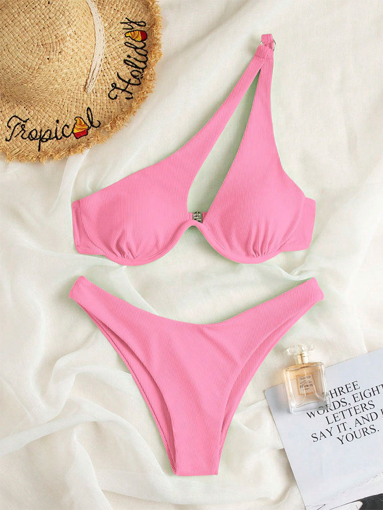 Damen Triangel-Bikini mit asymmetrischem Schnitt und gepolstertem Oberteil
