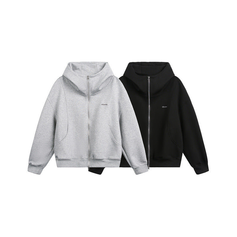 Damen Locker geschnittene Reißverschluss-Hoodie mit hohem Funnelkragen und Zwei-Wege-Funktion Shop Nory