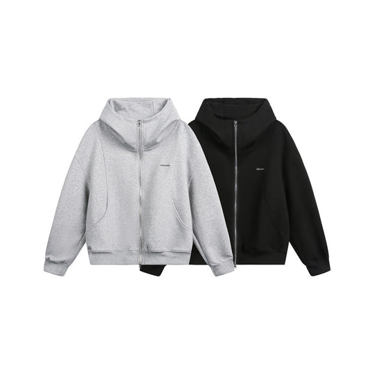 Damen Locker geschnittene Reißverschluss-Hoodie mit hohem Funnelkragen und Zwei-Wege-Funktion Shop Nory