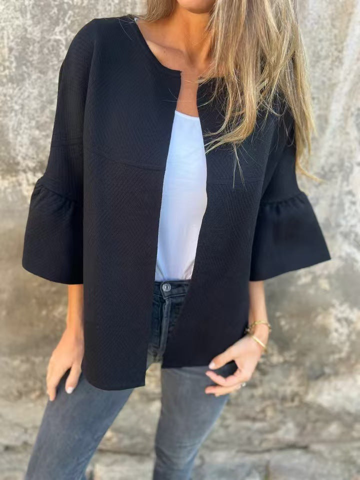 Damen Kurzjacke aus Strukturstrick mit 3/4 Ballonärmeln Shop Nory