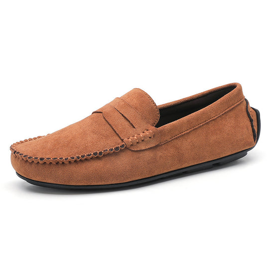 Herren elegante Veloursleder-Mokassin Fahrerhalbschuhe mit handgenähter Vordernaht und flexibler Gummiprofilsohle Shop Nory