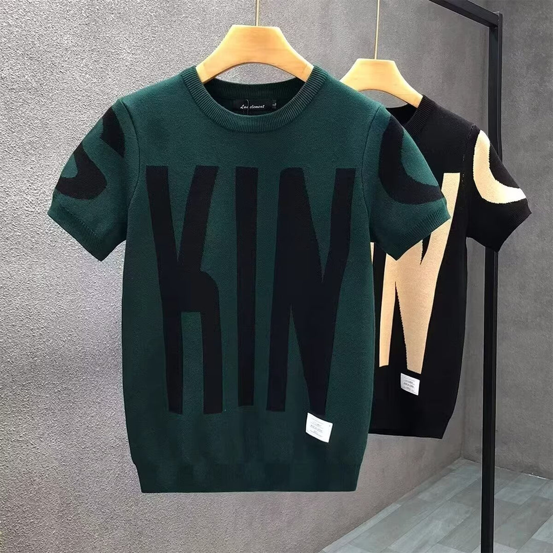Herren Strickshirt mit oversized Schriftzug Shop Nory