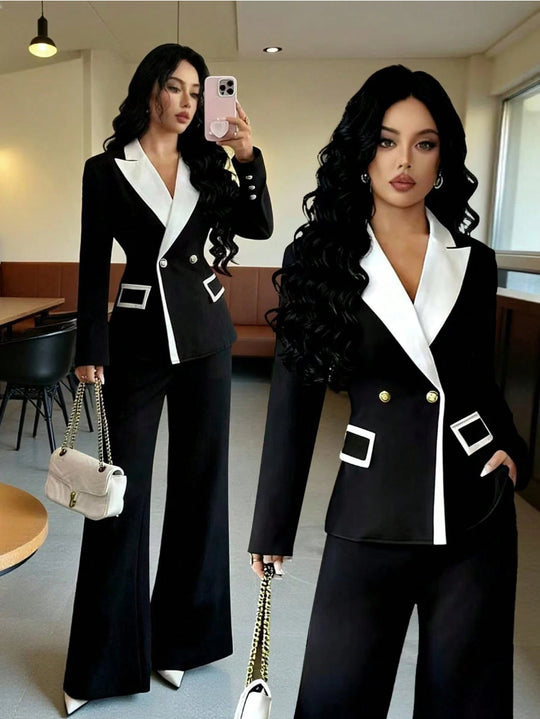 Damen Elegantes Doppelreihiges Blazer-Set Shop Nory