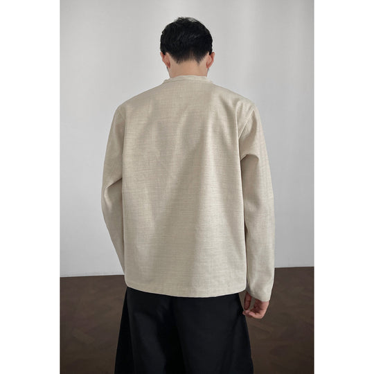 Herren Elegantes Langarm-Oberteil mit Stehkragen Shop Nory
