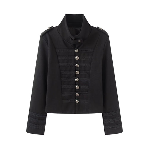 Damen Kurzjacke im Military‑Stil mit Stehkragen und Zierknopfleiste Shop Nory