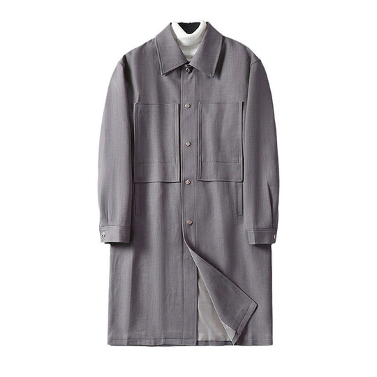 Herren Longline-Mantel mit Hemdkragen und aufgesetzten Taschen Shop Nory