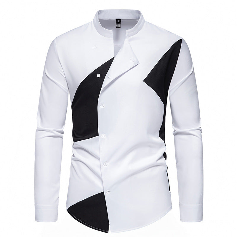 Herren Designer Hemd mit asymmetrischem Farbblock