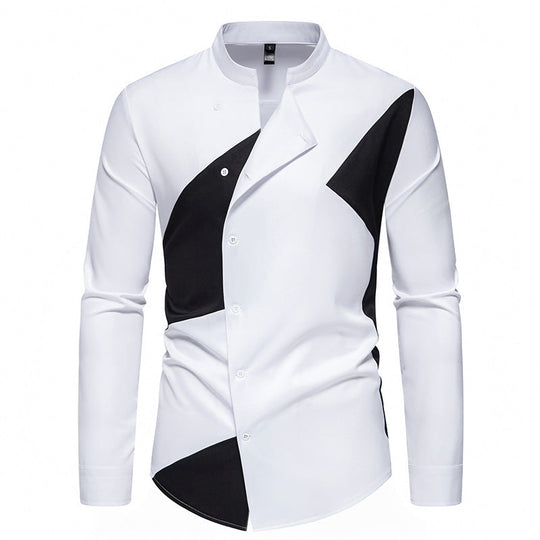 Herren Designer Hemd mit asymmetrischem Farbblock
