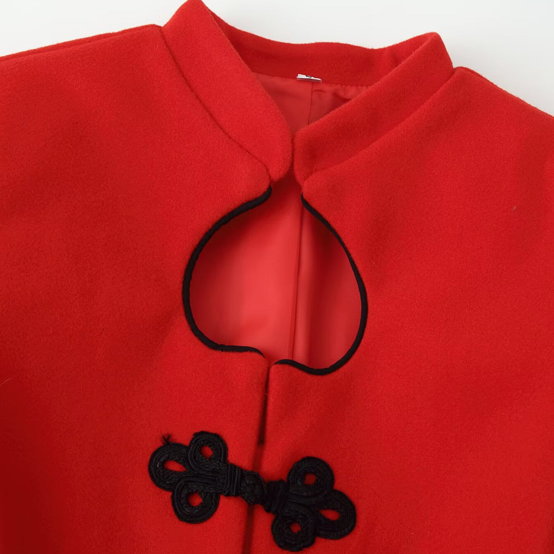 Damen Kurzjacke im Mandarinstil mit Tropfen-Ausschnitt und dekorativen Knotenverschlüssen Shop Nory