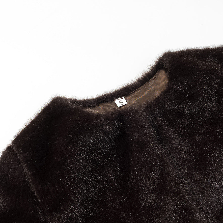 Damen Kurzgeschnittener Kunstfell-Bolero mit 3/4-Ärmeln Shop Nory