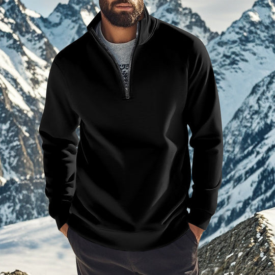 Herren nan komfortables Halbzip-Sweatshirt mit Stehkragen, leicht angerauter Innenseite und geripptem Saum Shop Nory