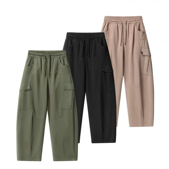 Unisex Lockere Cargo-Hose mit elastischem Bund, Tunnelzug und aufgesetzten Klappentaschen Shop Nory