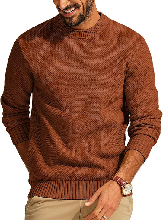 Herren Waffelstrick-Pullover mit Rundhalsausschnitt Shop Nory