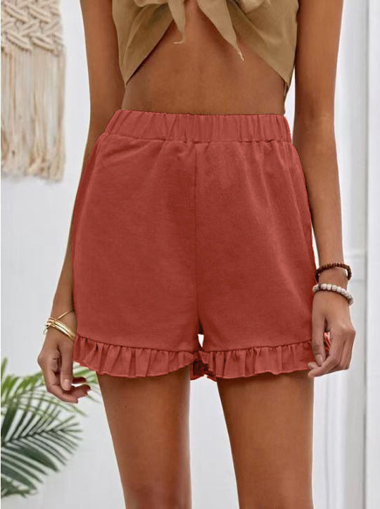 Damen Shorts mit Rüschendetails und Elastischem Bund
