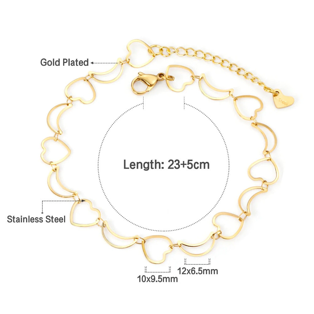 Damen Armband mit herzförmigem Design aus hochglanzpoliertem Edelstahl Shop Nory