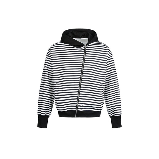 Damen Gestreifte Kapuzen-Zipjacke im Boxy‑Cut mit Rippbündchen und verdeckten Nahttaschen Shop Nory