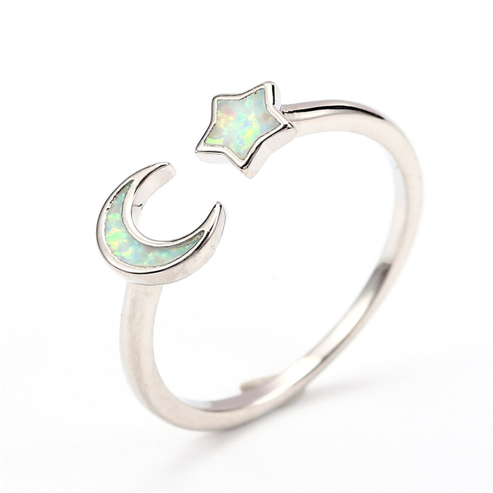 Damen Ring mit filigranem Mond- und Sternmotiv Shop Nory