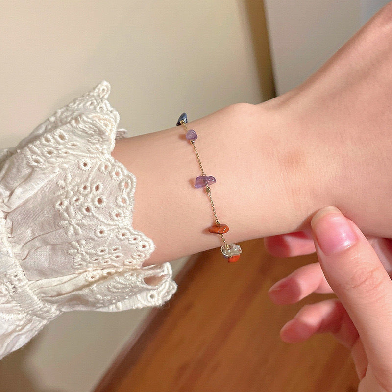 Damen Armband aus natürlichen Edelsteinen und zartem Goldverschluss Shop Nory