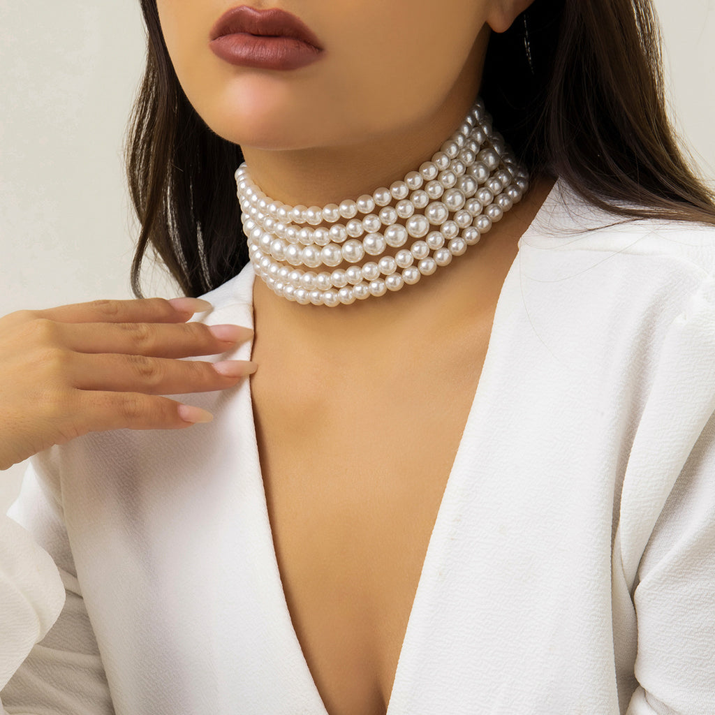 Damen Perlcollier mit mehrlagigem Design Shop Nory