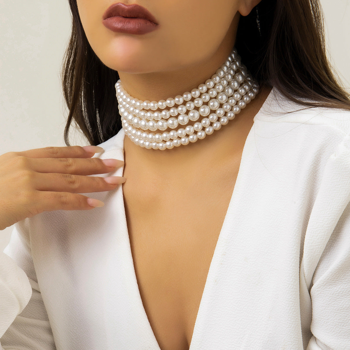 Damen Perlcollier mit mehrlagigem Design Shop Nory