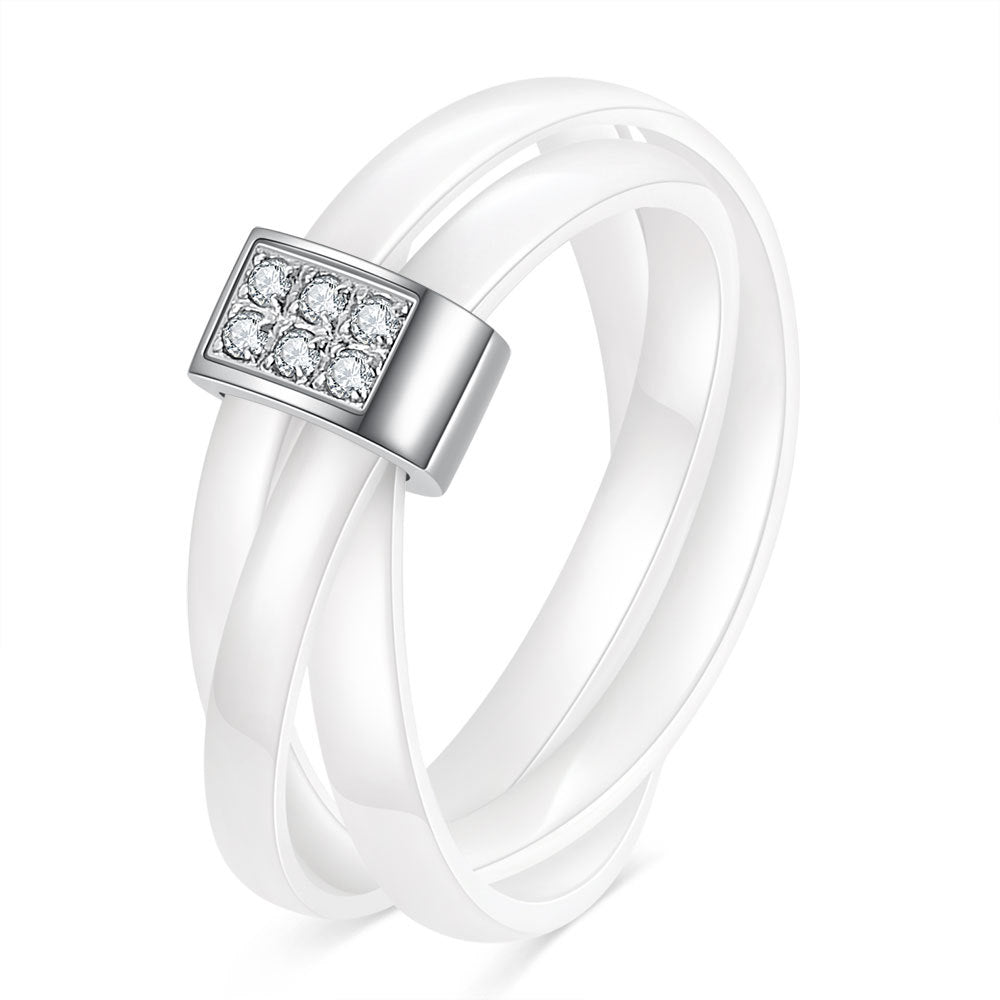 Damen Ring mit elegantem geschwungenem Design und funkelndem Kristallbesatz Shop Nory
