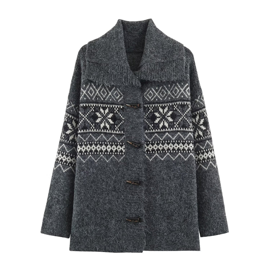 Damen Norwegisch gemusterter Wollmix-Dufflecoat mit Schalkragen und Knebelverschlüssen Shop Nory