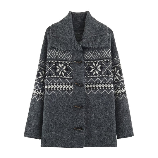 Damen Norwegisch gemusterter Wollmix-Dufflecoat mit Schalkragen und Knebelverschlüssen Shop Nory