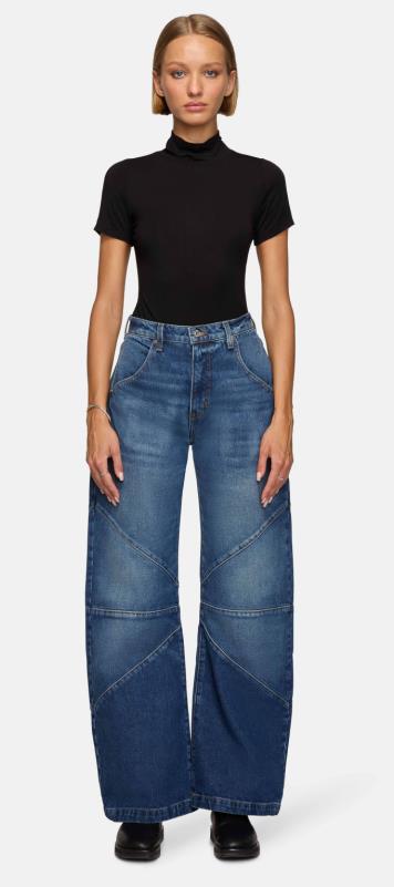 Damen breite Jeans mit einzigartigem Nahtdesign im angesagten Stil