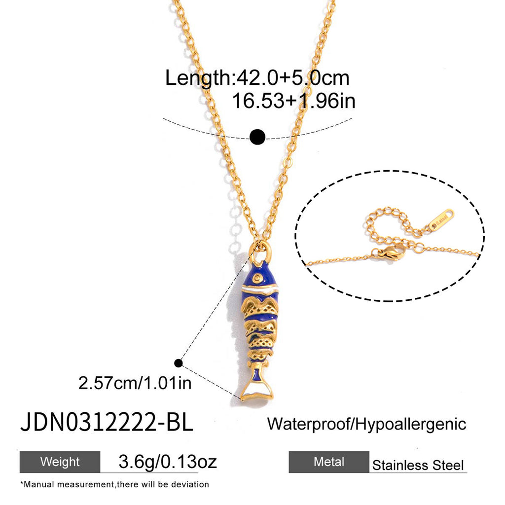 Damen Halskette mit verspieltem Fisch-Anhänger aus hypoallergenem Edelstahl Shop Nory