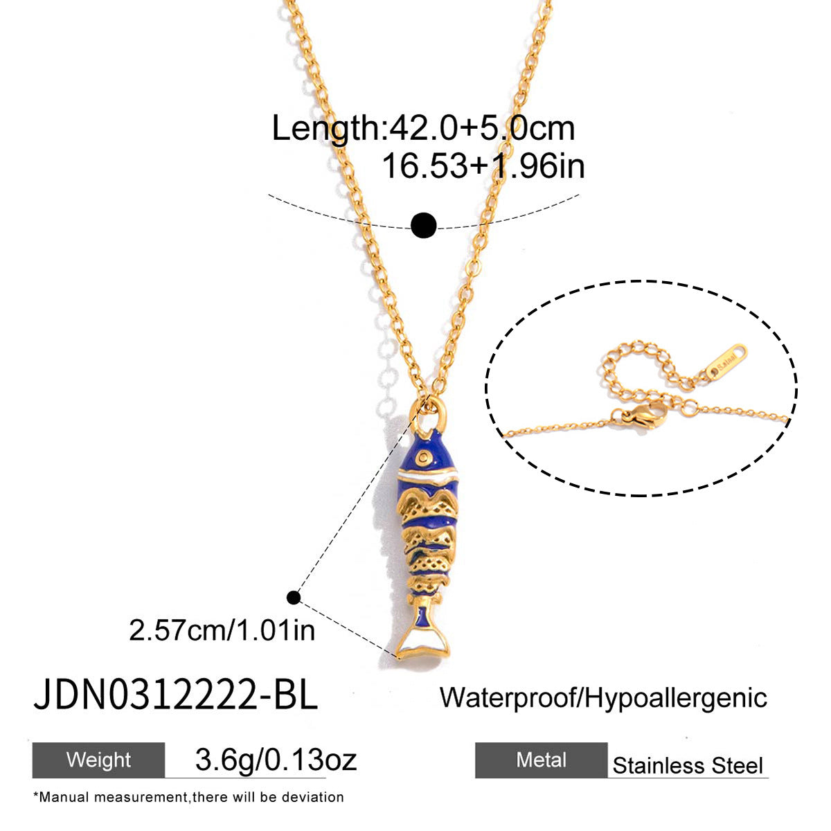 Damen Halskette mit verspieltem Fisch-Anhänger aus hypoallergenem Edelstahl Shop Nory