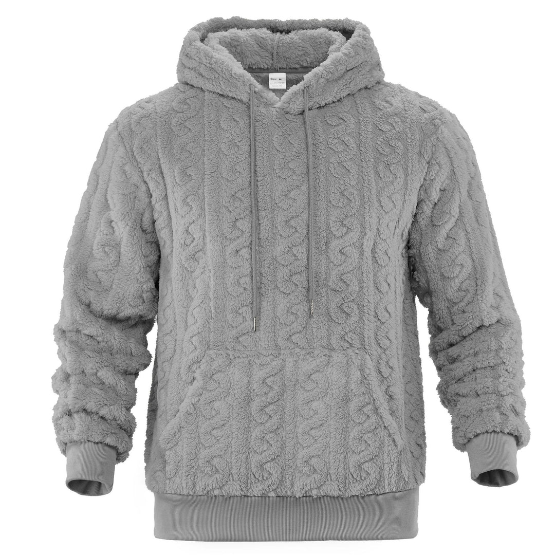 Herren Sherpa-Kapuzenpullover mit Zopfmuster, Kängurutasche und Rippbündchen Shop Nory