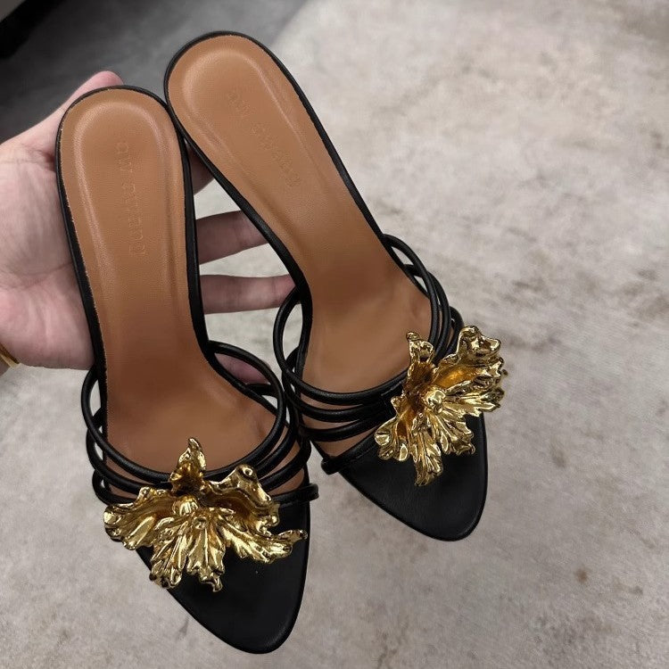 Damen offene High Heel Sandalen mit dekorativem Riemendesign