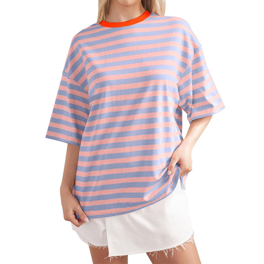 Damen Lässiges Oversized T-Shirt mit gestreiftem Muster