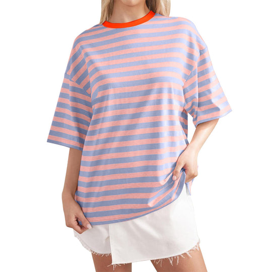 Damen Lässiges Oversized T-Shirt mit gestreiftem Muster