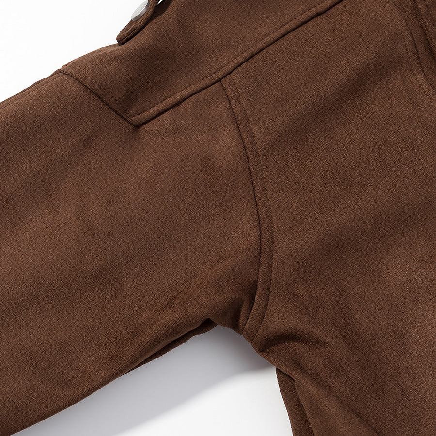 Damen Oversize-Bomberjacke im Velourslook mit hohem Stehkragen und Taillengürtel Shop Nory