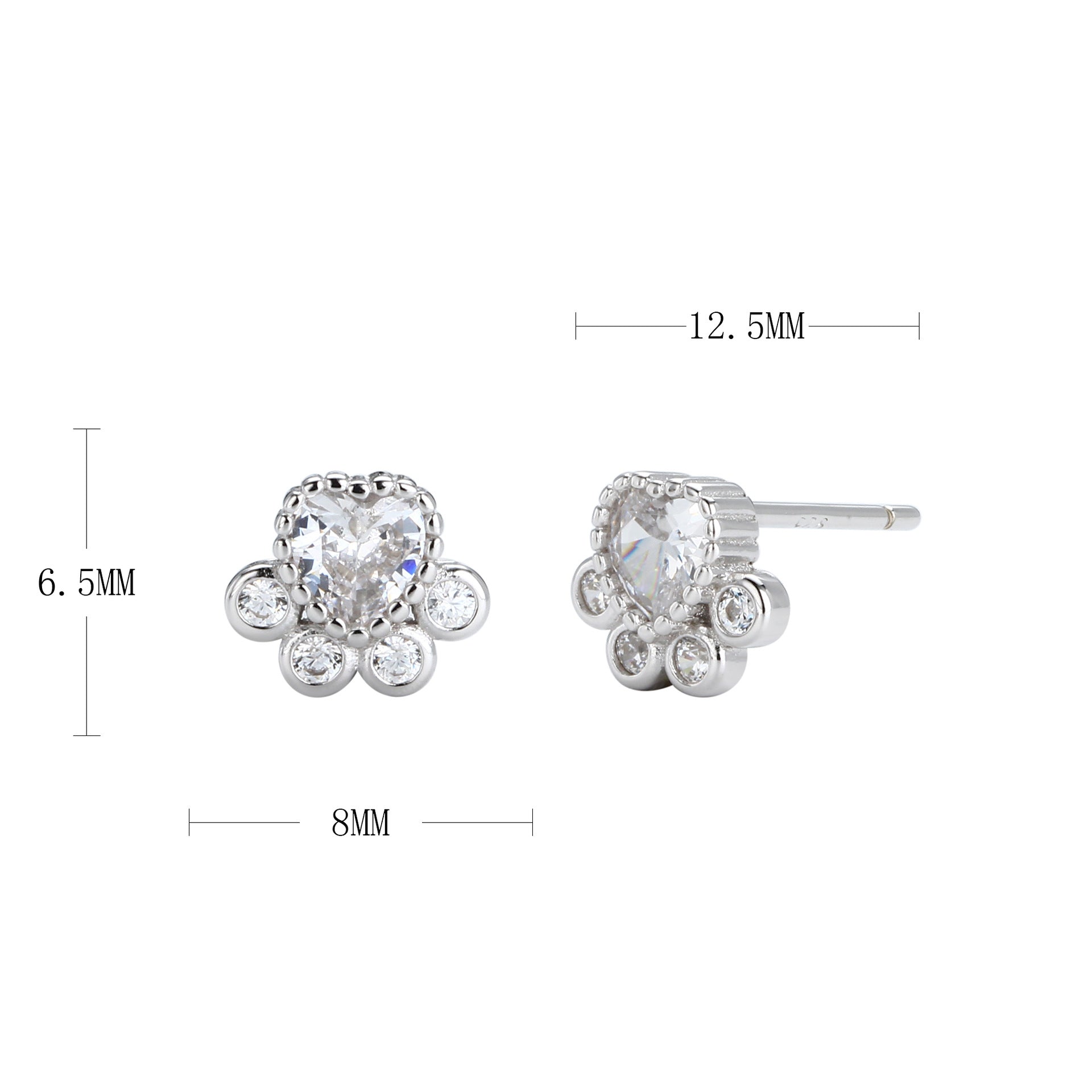 Damen Ohrstecker mit Herzmotiv und funkelnden Zirkonia Shop Nory