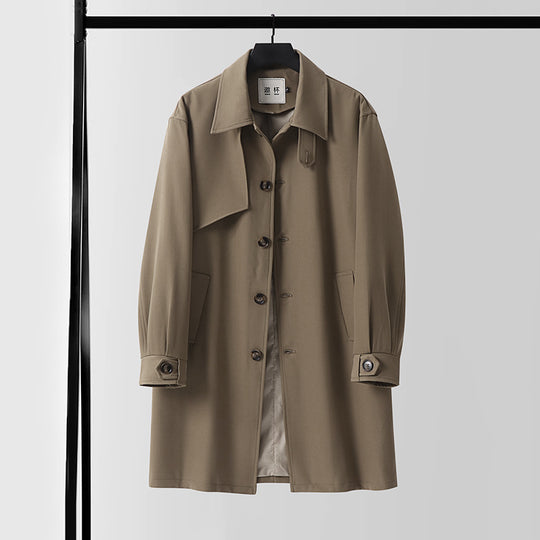 Herren Zeitloser Wollmix-Mantel mit asymmetrischer Sturmklappe und geradem Schnitt Shop Nory
