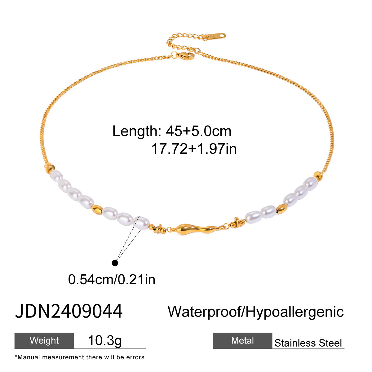 Damen Halskette mit feinem Perlenanhänger und hypoallergener Edelstahlverarbeitung Shop Nory