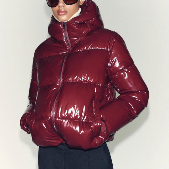 Damen Hochglanz Steppjacke mit hohem Kragen