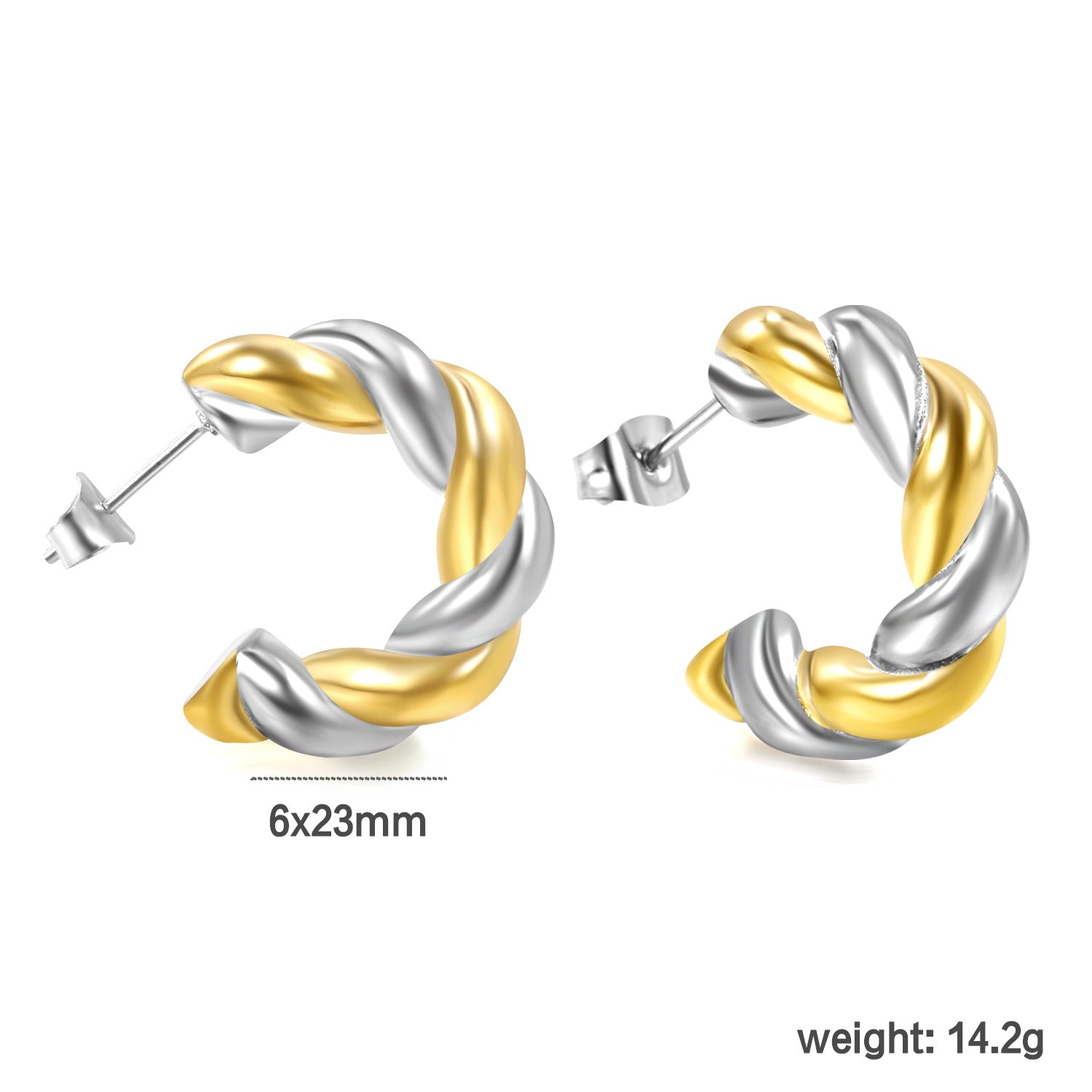 Damen moderne geschwungene Edelstahl-Ohrstecker Shop Nory