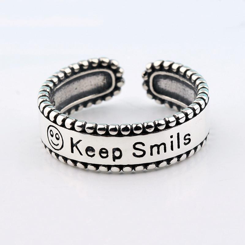 Damen Offener Ring mit positivem Schriftzug und funkelndem Design Shop Nory