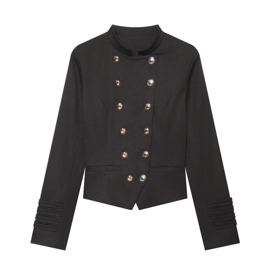Damen Taillierter kurzblazer im Matrosen‑Military‑Stil mit Stehkragen und dekorativen Zierknöpfen Shop Nory