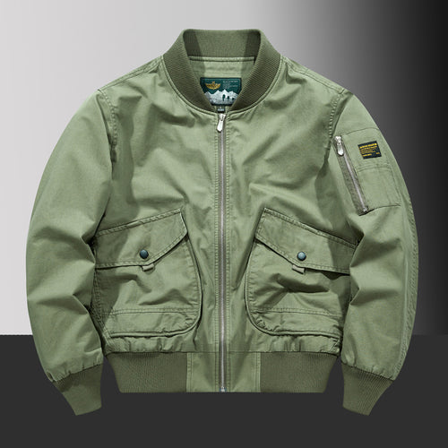 Herren Pilot‑Bomberjacke im Urban‑Utility‑Stil mit großen Klapp‑Pattentaschen und Ärmel‑Reißverschlusstasche Shop Nory