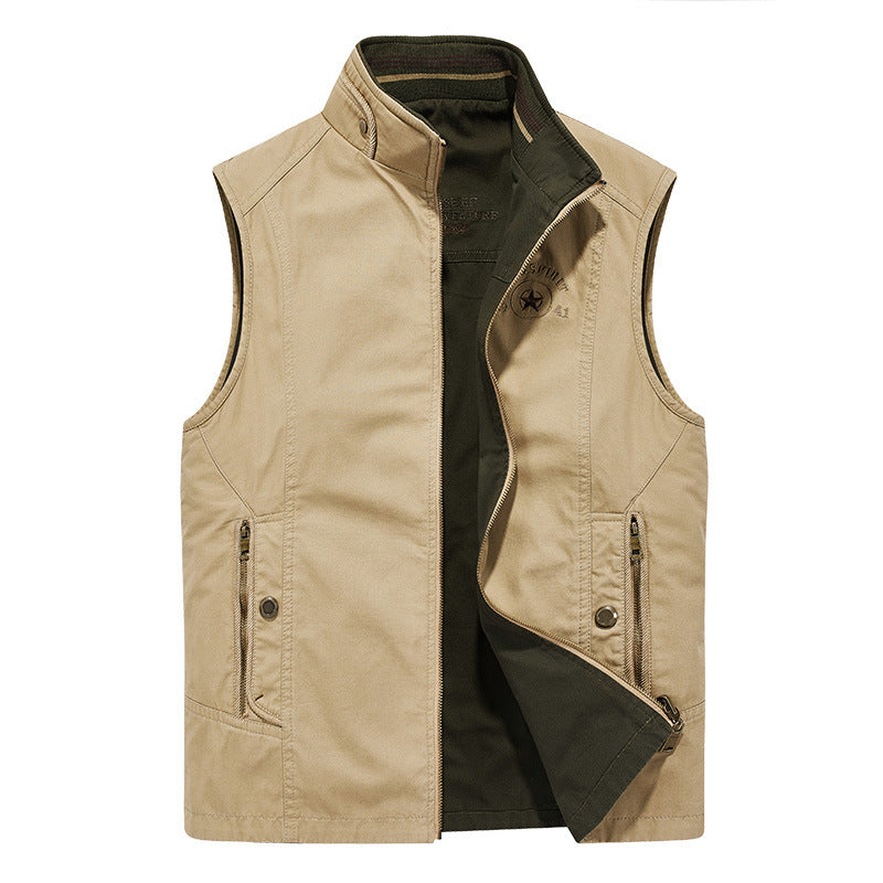 Herren Outdoor-Canvasweste mit verstärkten Taschen, Stehkragen und weichem Baumwollfutter Shop Nory
