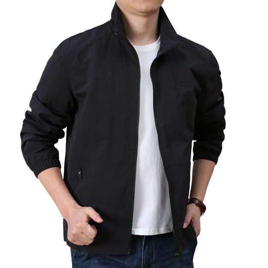 Herren Leichte Windjacke mit Stehkragen, elastischen Bündchen und verdecktem Reißverschluss Shop Nory