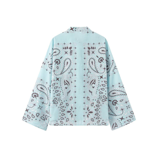 Damen Weite Palazzo‑Hose mit Paisley‑Print, hohem Bund und elastischem Gummizug Shop Nory
